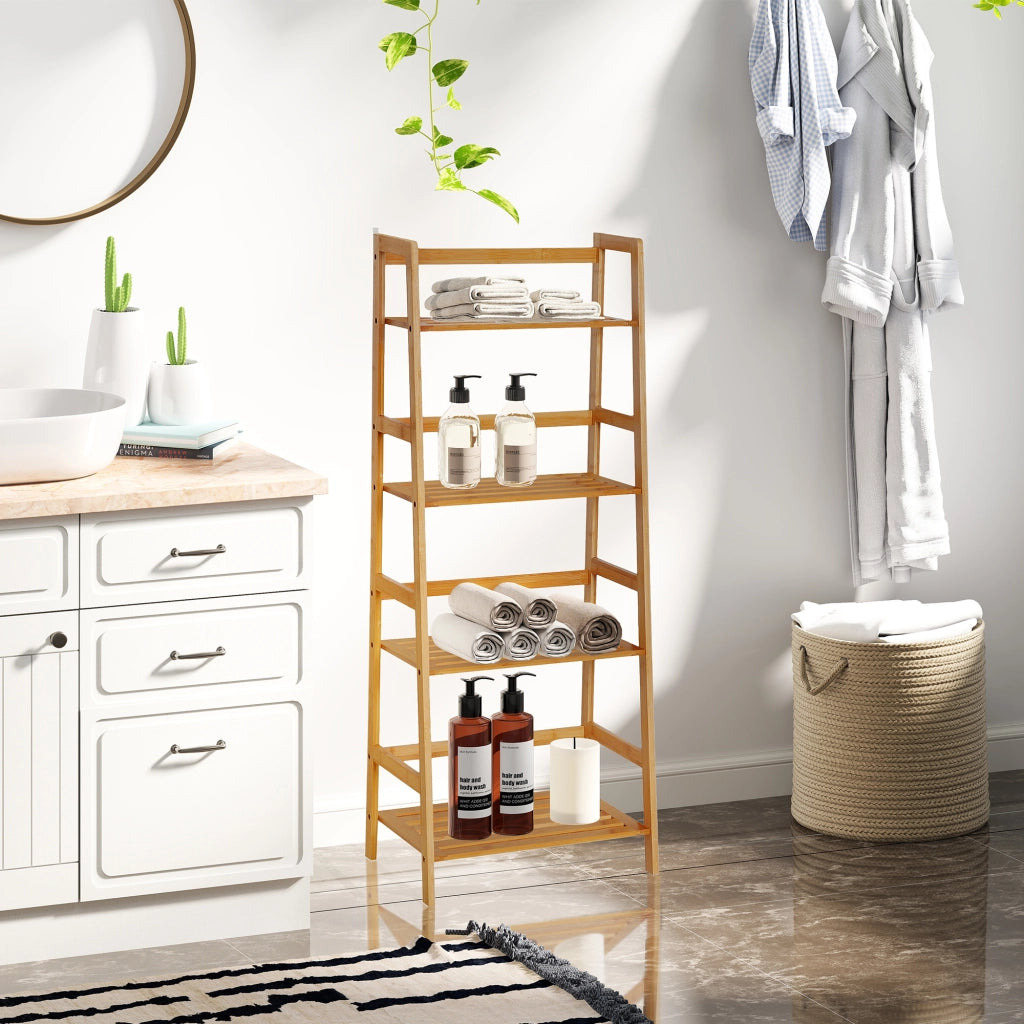 Libreria scala a 4 livelli in bamb¨´ ¨C zephmum ¨C 48x31.5x120 cm
