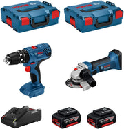BOSCH Kit 18V BSK182M2A (Trapano a Percussione GSB 18V-21 + Smerigliatrice GWS 18-125 V-LI + 2 Batterie 4,0 Ah + Caricabatterie + 2 x L-Boxx 136)