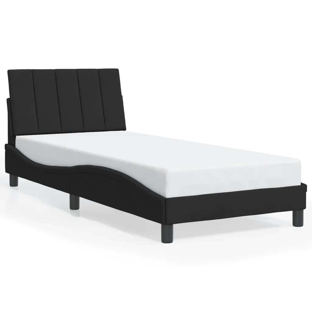 Giroletto con LED senza Materasso-Struttura Letto Hanko Nero 90x190 cm in Velluto
