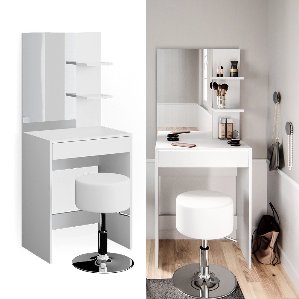 Vicco Tavolo da toeletta Bianco 60 cm con sgabello