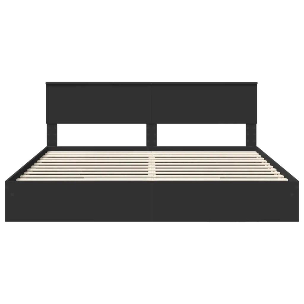 Letto con Contenitore Nero 200 x 200 cm Legno multistrato 3410764