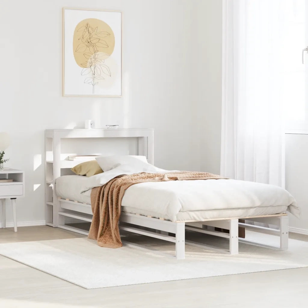 Letto senza Materasso Bianco 90x190 cm in Legno Massello Pino 3306514