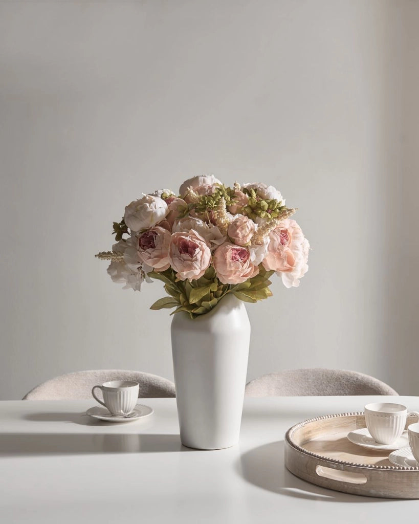 Bouquet di fiori artificiali rosa pastello Decorazione artificiale 45 cm Peonie Decorazione da tavolo Soggiorno Sala da pranzo