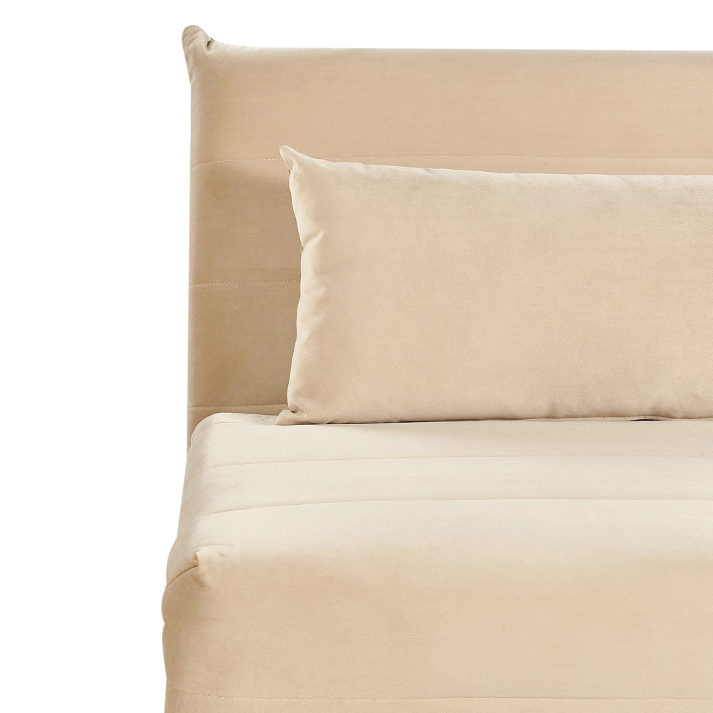 Divano letto piccolo in velluto beige 1 posto letto pieghevole senza braccioli scandinavo