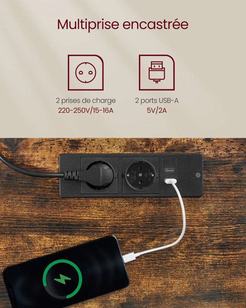 Scrivania regolabile elettricamente in altezza scrivania sit-stand superficie 60 x 120 cm regolabile in continuo 4 funzioni di memoria dell'altezza marrone rustico e nero 12_0004590