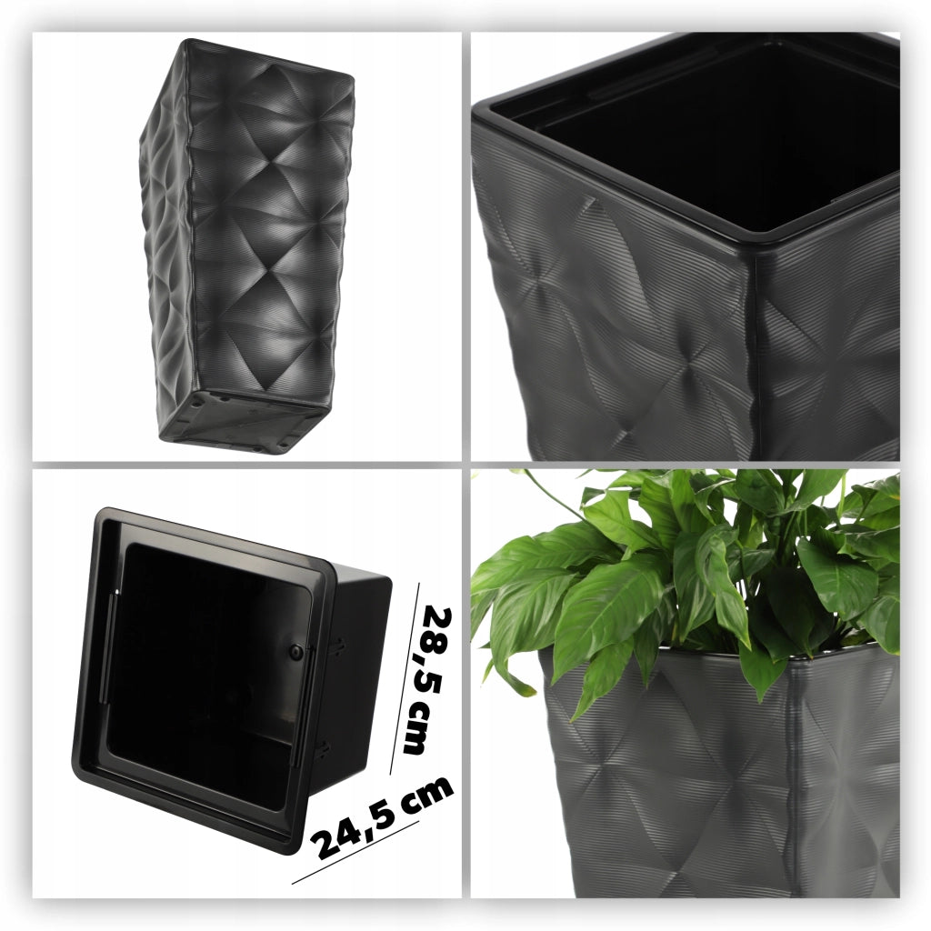 Vaso da giardino KADAX con inserto per fiori, terrazza alta, 75 cm, antracite
