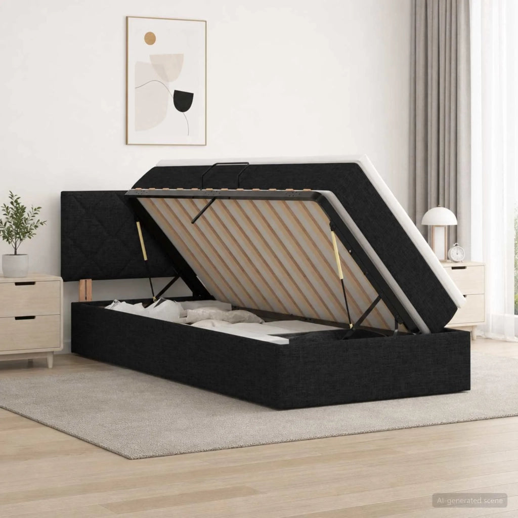 Letto con contenitore e materasso Nero 90 x 200 cm Velluto 3458660