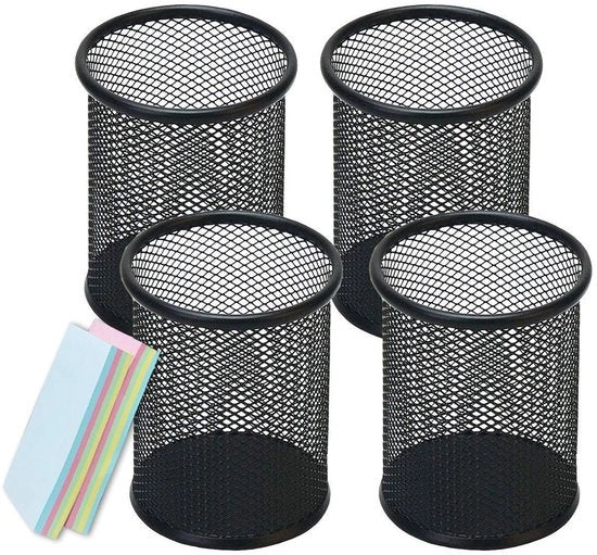 Organizzatore da Scrivania 4-Pack - Metallico - Rasoio - Nero - Organizzatore da Ufficio - Grande Capacità