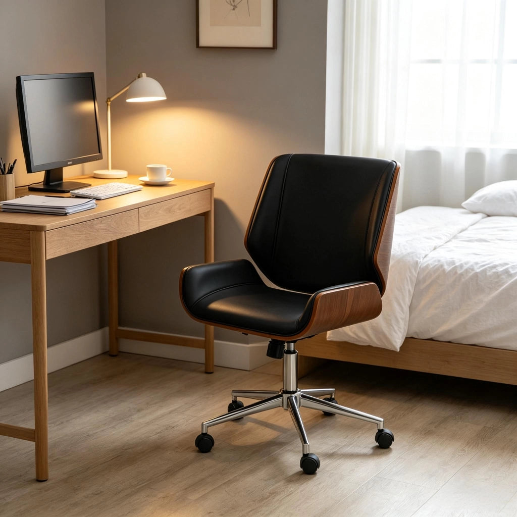 SEDIA UFFICIO ergonomica girevole 53x60x86-96 cm nero marrone scuro