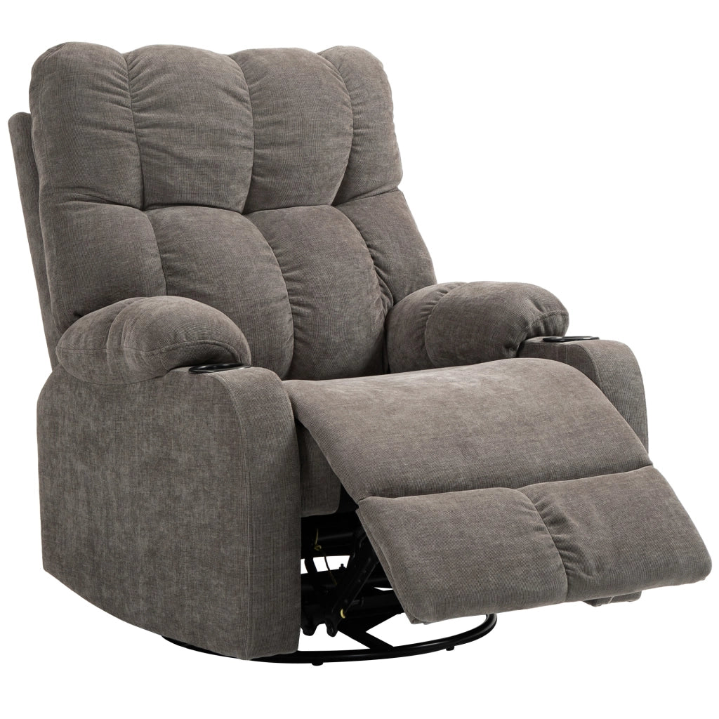 Poltrona Relax Girevole con Poggiapiedi ¨C Zephmum ¨C Beige 88x96x108cm