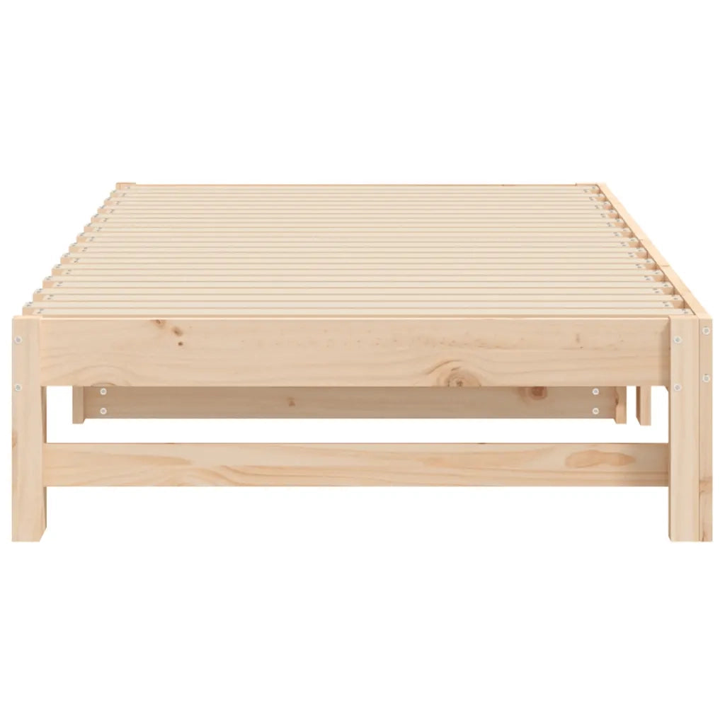 Letto matrimoniale | Letto per adulti | Dormeuse Estraibile 2x(75x190) cm Legno Massello di Pino