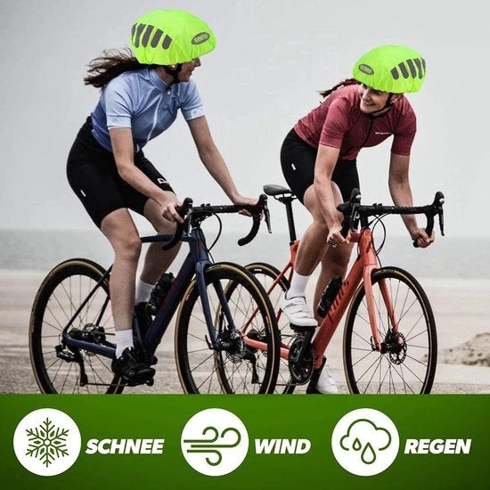 Elmetto per bicicletta con copertura impermeabile - 2 pezzi - Copertura riflettente per elmetto bicicletta - Protegge dalla pioggia - Rosso e Verde