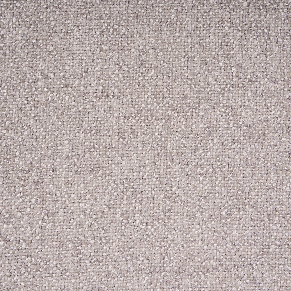 Ottomana in tessuto beige scuro con rivestimento in peluche, gambe cilindriche e stile organico