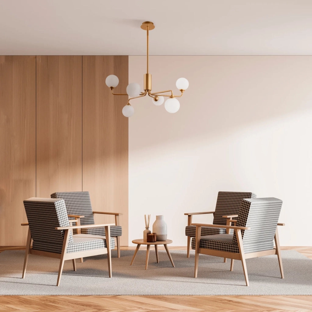 Lampadario A Sospensione Moderno Alexis 6 Luci G9 40W Metallo Oro Ip20