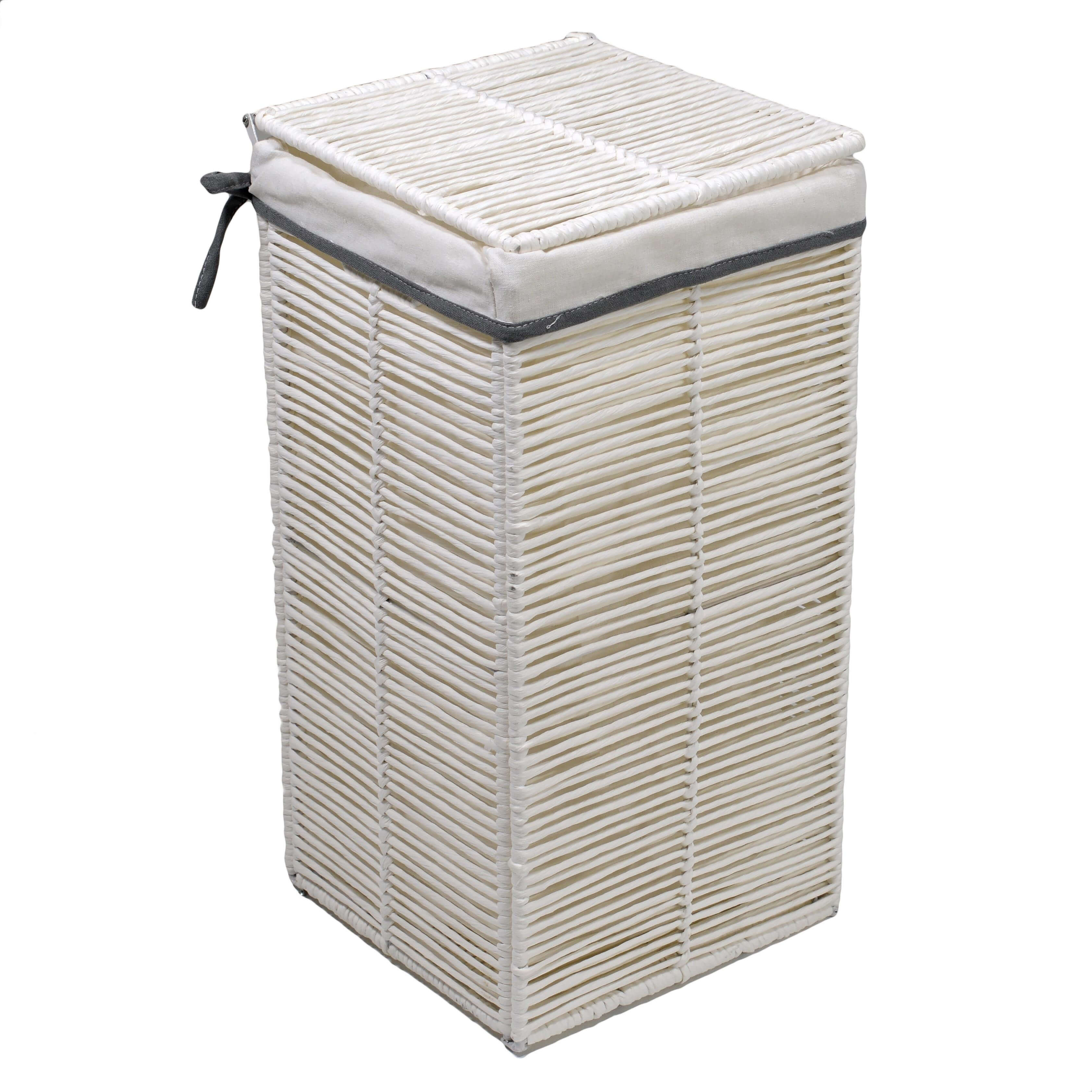 Cesto Portabiancheria paper hilary bianco quadro pieghevole cm 31x31xh60