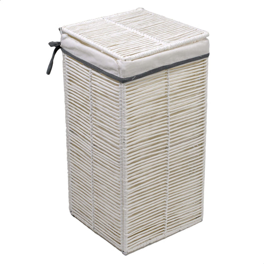 Cesto Portabiancheria paper hilary bianco quadro pieghevole cm 31x31xh60