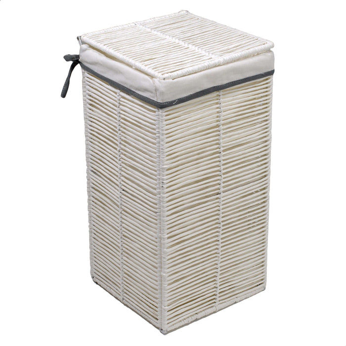 Cesto Portabiancheria paper hilary bianco quadro pieghevole cm 31x31xh60
