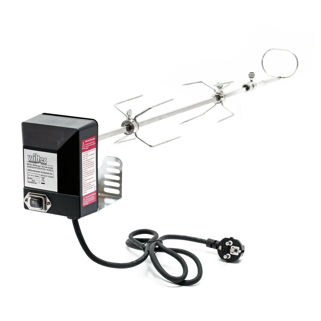 Girarrosto per barbecue da 82 cm 230 V in acciaio raffinato con forchette e spiedini per grigliare 16_0002745