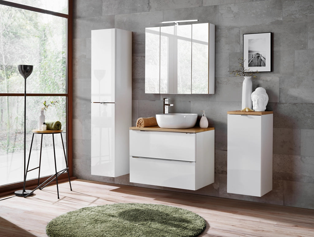 Mobile sottolavabo 80 cm 2 cassetti Capri White 80 x 57 x 46 cm