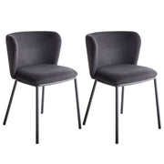 Set di 2 sedie da pranzo in poliestere nero Rivestimenti in metallo nero Gambe senza braccioli Schienale curvo Design moderno e contemporaneo