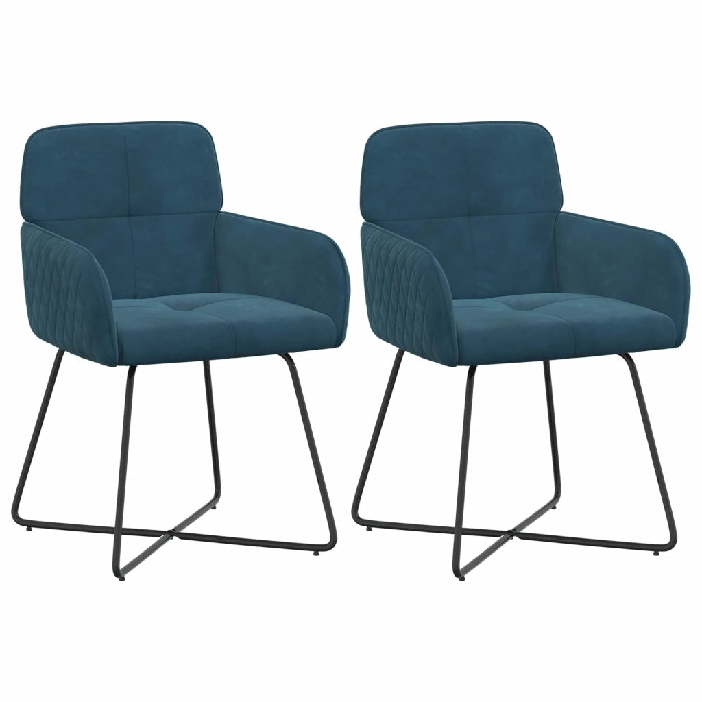 Sedie da pranzo 2 pcs Velluto (V) Blu 59 x 56,5 x 86 cm 42034300