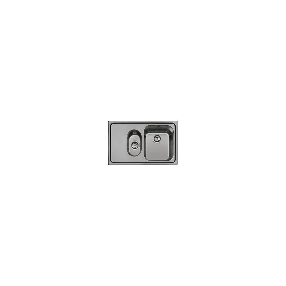 Lavello incasso 2 vasche e gocciolatoio sinistro 79x50 Smeg SP7915SN acciaio inox nero