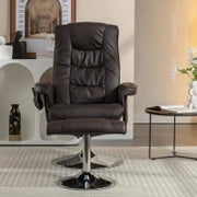 Poltrona massaggiante a 5 punti e riscaldante, girevole a 360°, rivestita in pelle PU, 79x79x106 cm, Marrone