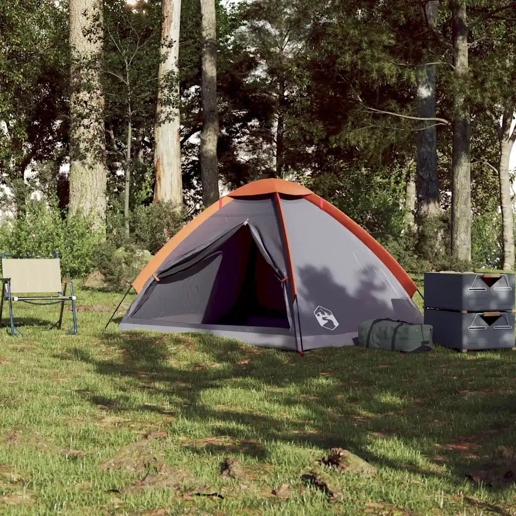 Tenda da Campeggio a Cupola 2 Persone Grigio e Arancione 94761