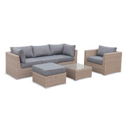 Salotto da giardino premium in resina intrecciata, 5 posti, marrone