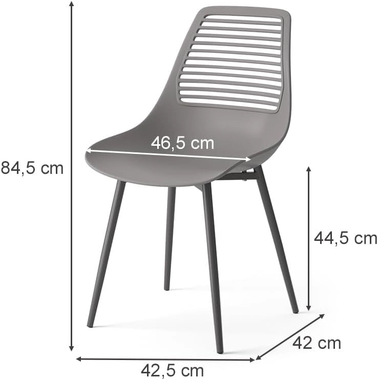 OK-Living Sedia da giardino Sedia da terrazza Sedia da balcone Klaas grigio Sedia ergonomica Set di 4