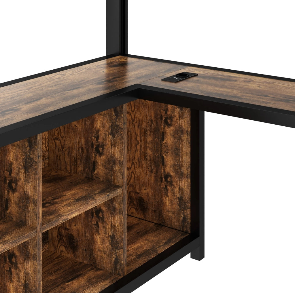 Letto a soppalco 140x200 cm con scrivania, LED e USB, nero