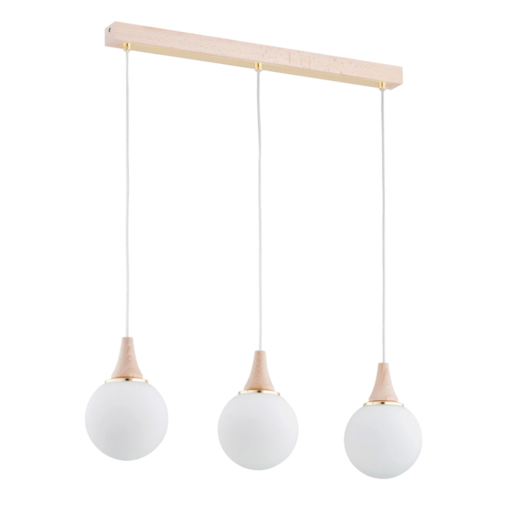 Lampada a sospensione Trento legno 3 sfere E14 Alfa