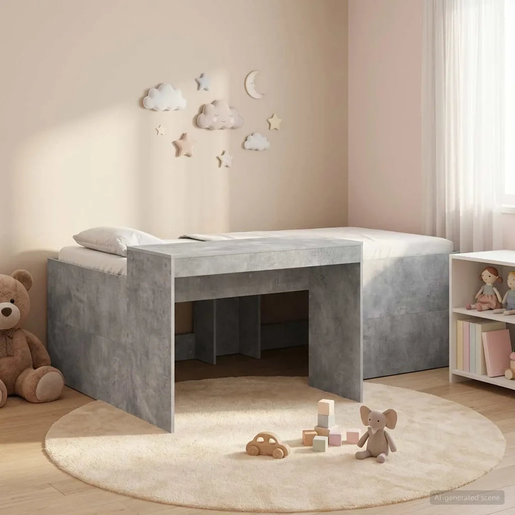 Letto alto per bambini con scrivania Grigio Cemento 80 x 200 cm 3422646