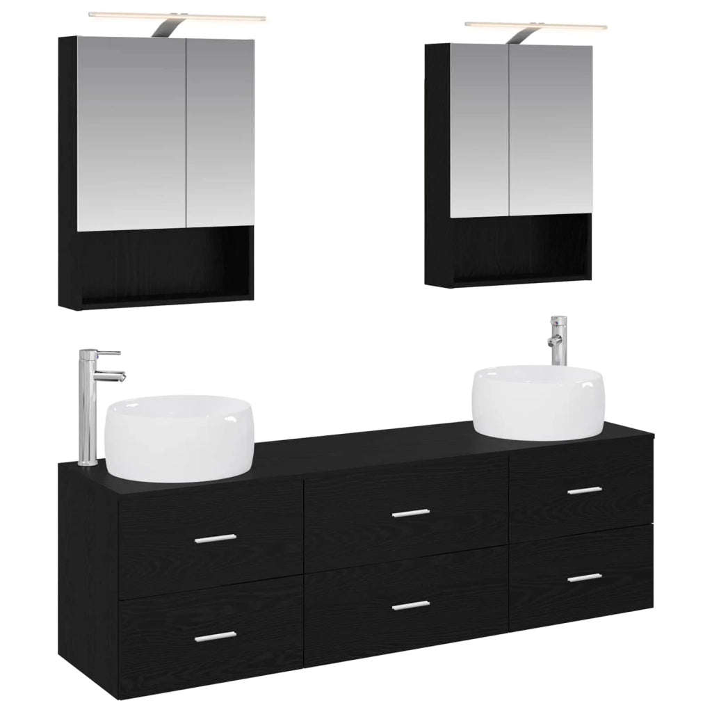 Set di mobili per il bagno 5 pcs Rovere Nero 3407000