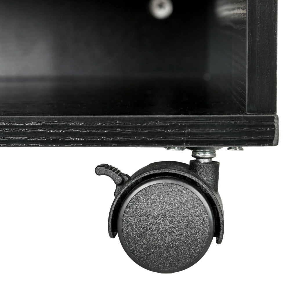 Mobile Porta Stampante a 2 Ripiani in Legno con Ruote per Ufficio e Studio 47x40x22,5 cm in Truciolato Nero