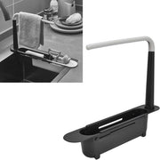 Organizzatore per asciugamani e spazzole da cucina - Scaffale estensibile per asciugamani, spazzole, tovaglioli e asciugamani - Organizzatore estensibile per la zona lavabo - Nero