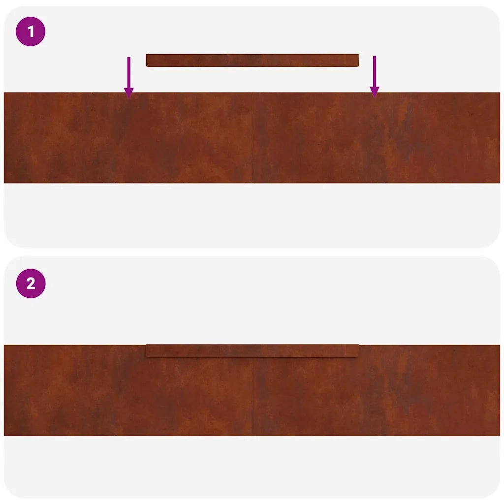 vidaXL Finitura per Prato da Giardino 4 pcs Ruggine 450 x 15 cm