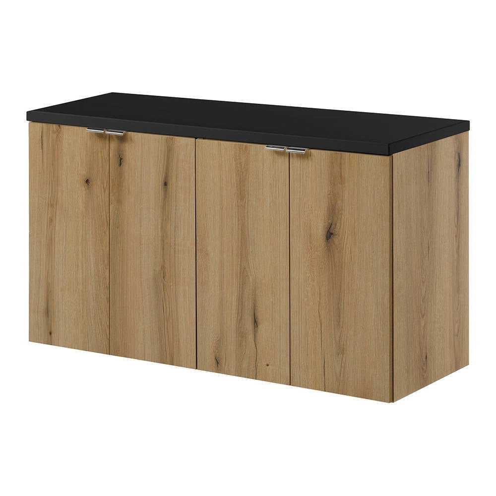 Set NEWPORT 2 Armadi Pensili Sottolavabo con Piano di Lavoro 100x60x40 Effetto Rovere / Nero [en.casa]