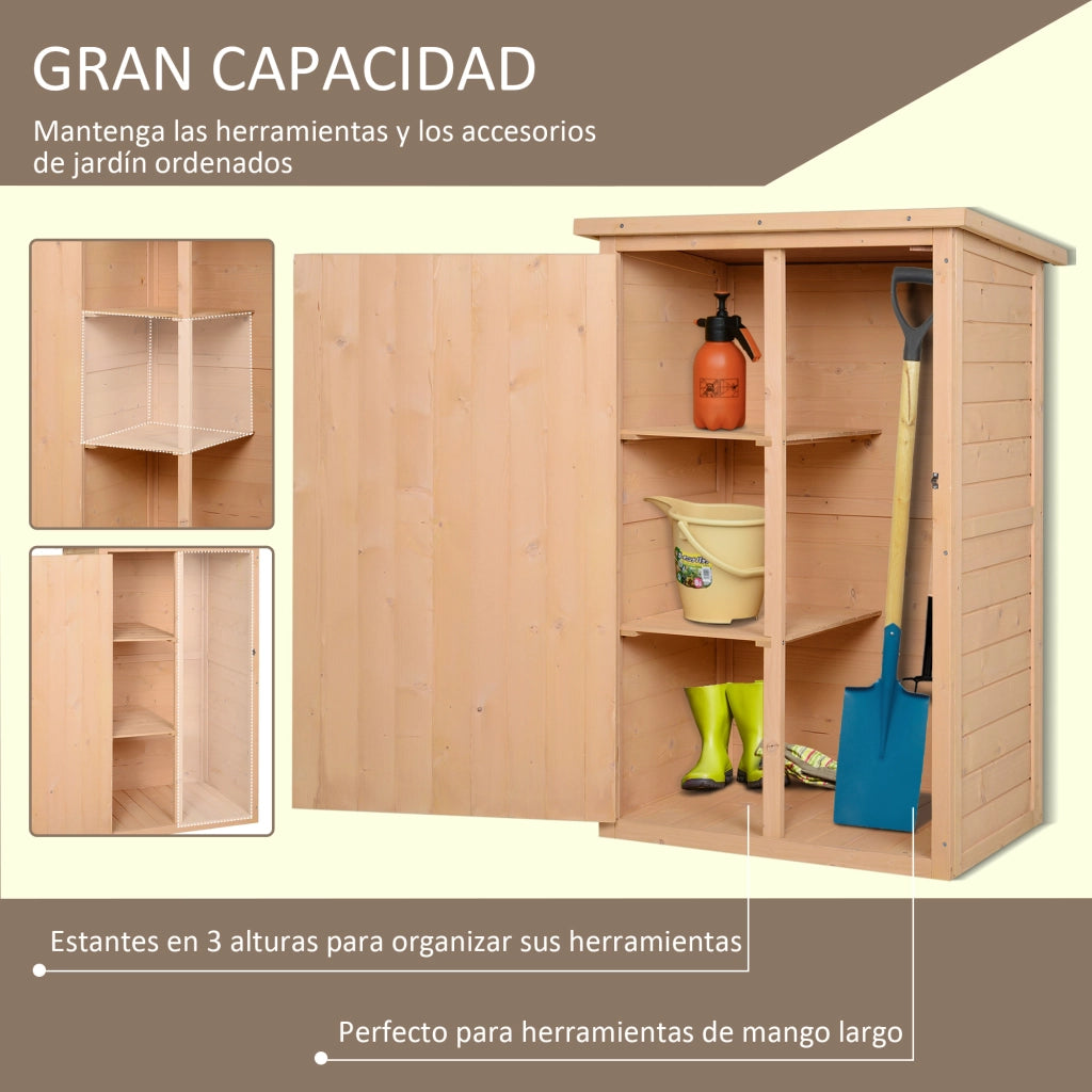 Armadio da giardino in legno per esterno con 2 ripiani ¨C zephmum ¨C 75x56x115cm
