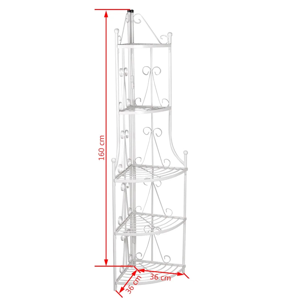 Supporto per Piante Porta Piante ad Angolo Bianco 40783
