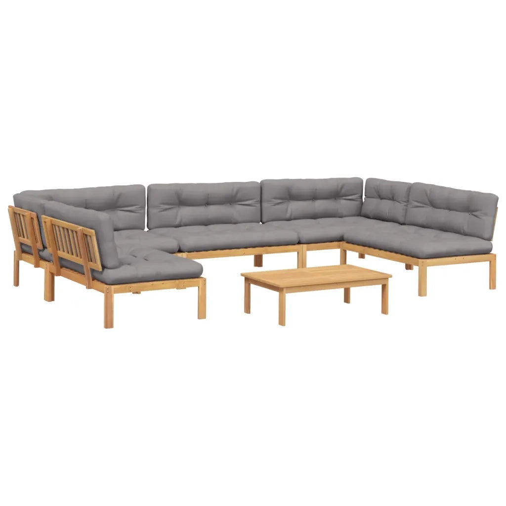 Set Divano Pallet da Giardino 6 pz con Cuscini Massello Acacia