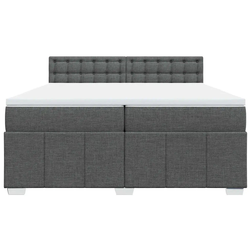 Giroletto a Molle con Materasso Grigio Scuro 200x200 cm Tessuto