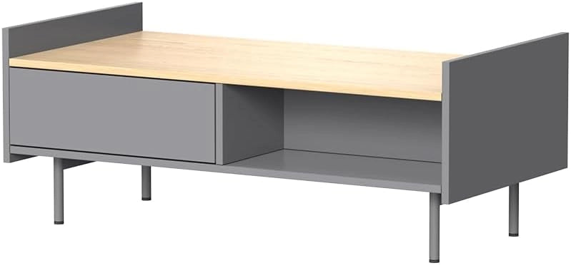 Tavolino Velina, Crema, 100 x 50 cm con 2 cassetti, adatto per riporre riviste e telecomandi