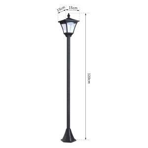 Lanterna Da Giardino Solare Nero 15 X 15 X 120 Cm Plastica Con Sensore Crepuscolare