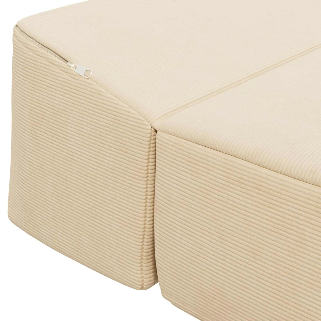 Divano Letto Pieghevole Crema 200 x 70 x 15 cm Tessuto in Cords 900014