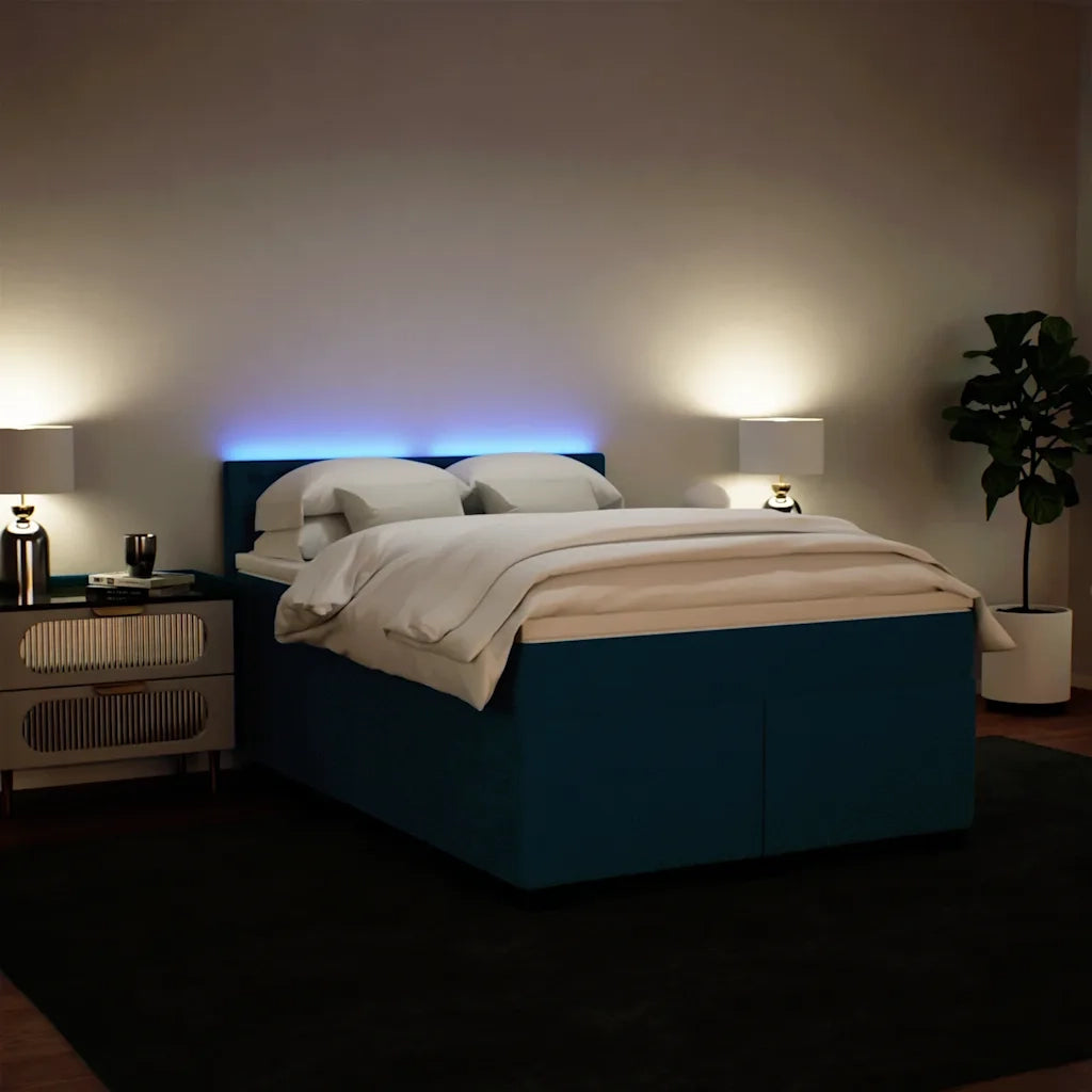Giroletto a Molle con Materasso Blu 140x200 cm in Velluto 3288646