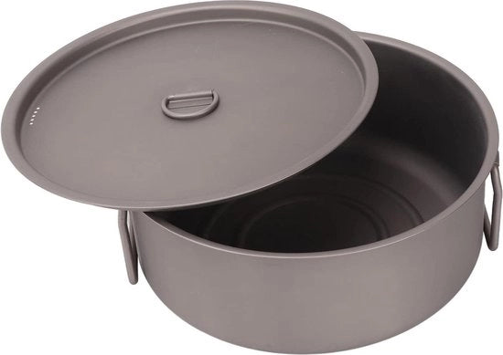 Pentola portatile in titanio con manici ripiegabili - attrezzo da cucina per campeggio da esterno - per 3-5 persone - utilizzo per campeggio, escursioni, BBQ