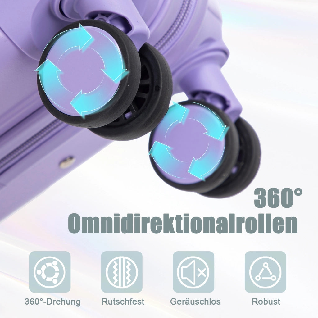 Set di valigie rigide 2 pezzi con chiusura a combinazione e manico telescopico, ruote girevoli, ABS impermeabile blu e viola