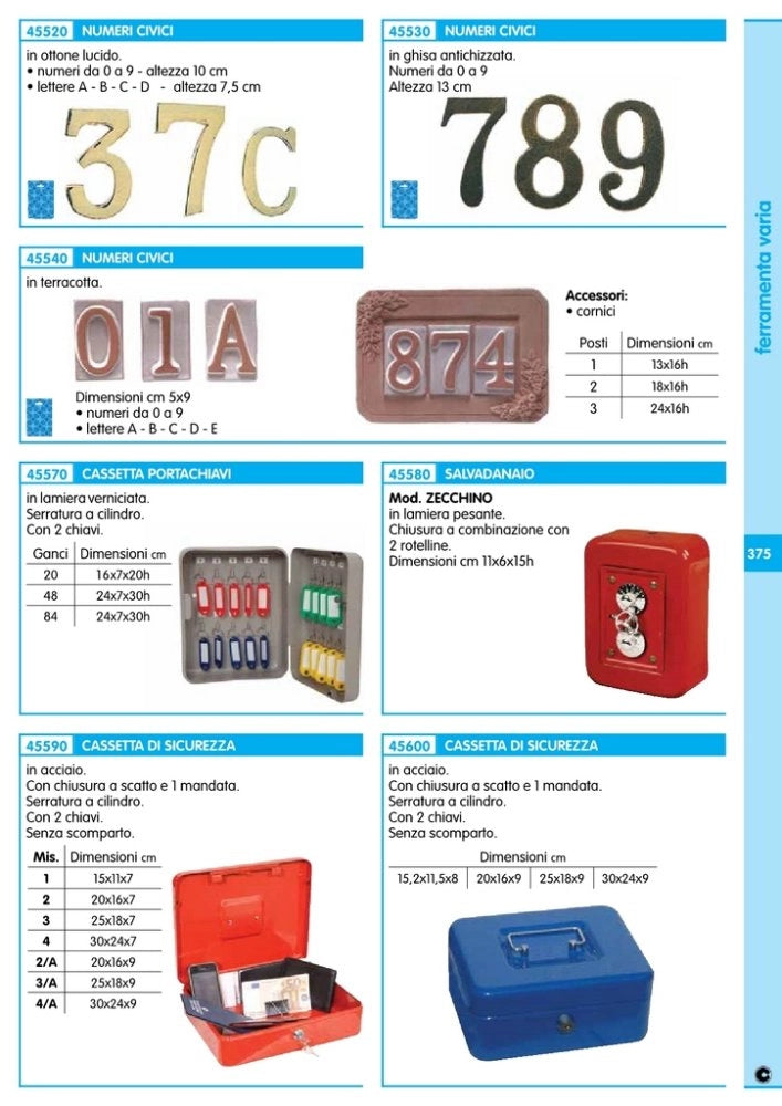 5pz portanumero in terracotta 3 posti cm. 24x16 cod:ferx.34742
