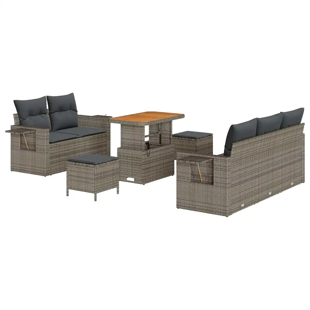 Set Divano da Giardino con cuscino 8 pcs Grigio polyrattan 3361693